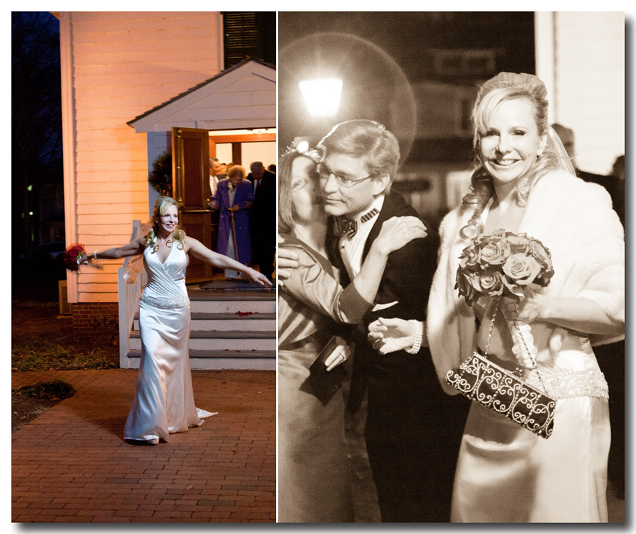 wedding photographer raleigh-photo of bride walking out of chapel
