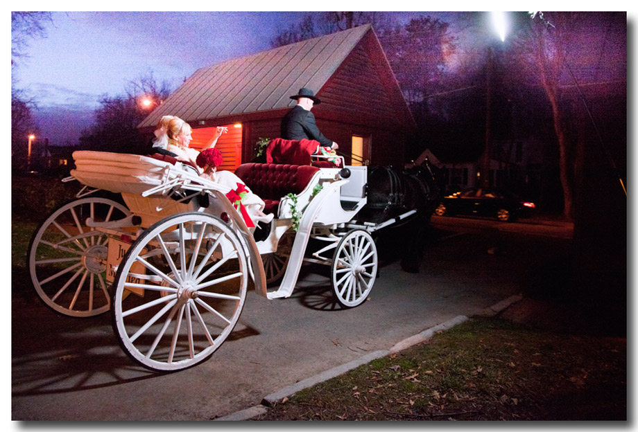 wedding photographer raleigh-horse and buggy in front of chapel