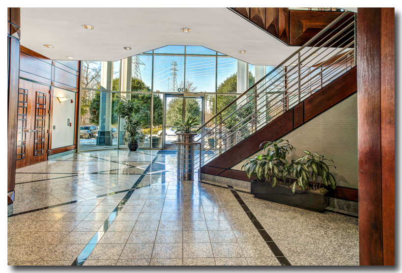 raleigh architecture photography-lobby under stairway 