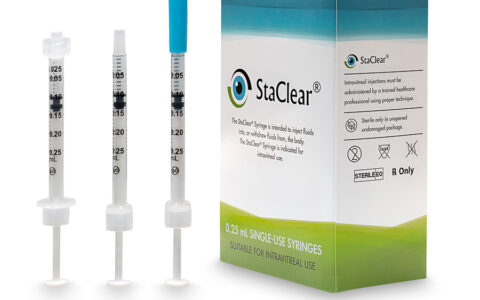 Product photographer Raleigh product photography of StaClear intravitreal syringes and packaging